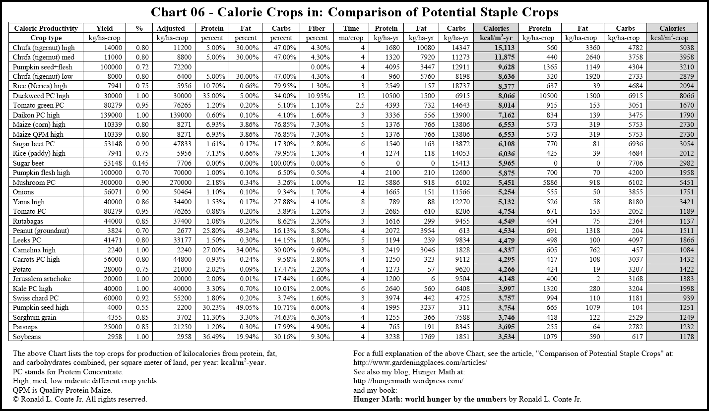 Nutrition Chart Food Items